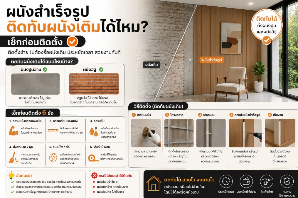 ผนังสำเร็จรูปติดทับผนังเดิม